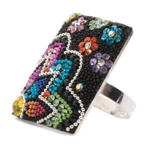 SEED & SAGE Made In Mexico Sterling Silver Crystal Rectangle Ring